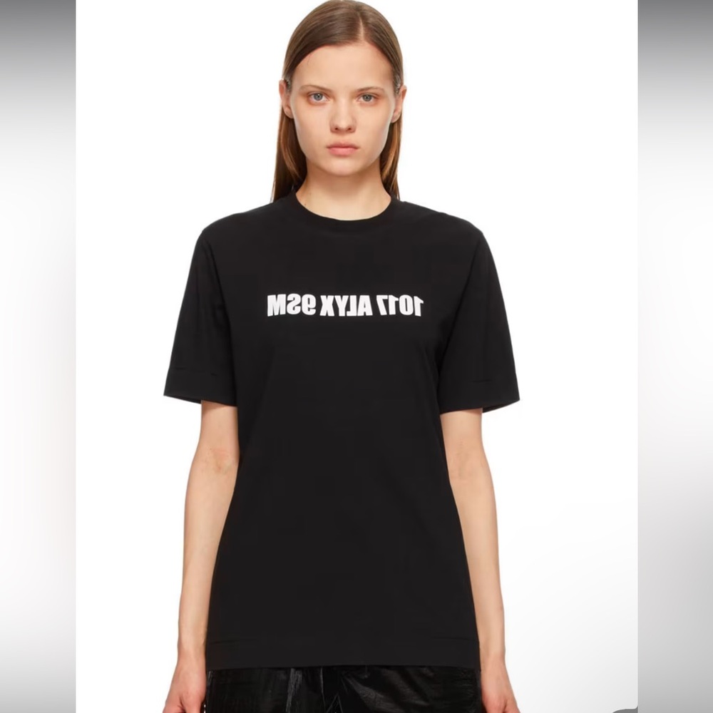 1017 ALYX 9SM Black and White mirrored tee
